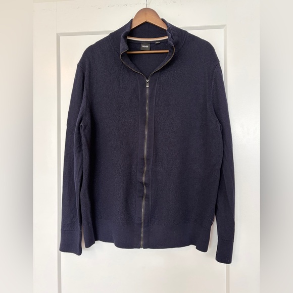 Boss Other - BOSS Men’s Wool-Cotton Full-Zip Knit Sweater Size L
